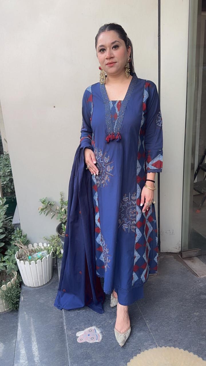 Blueberry Indigo Digital print Designer Suit