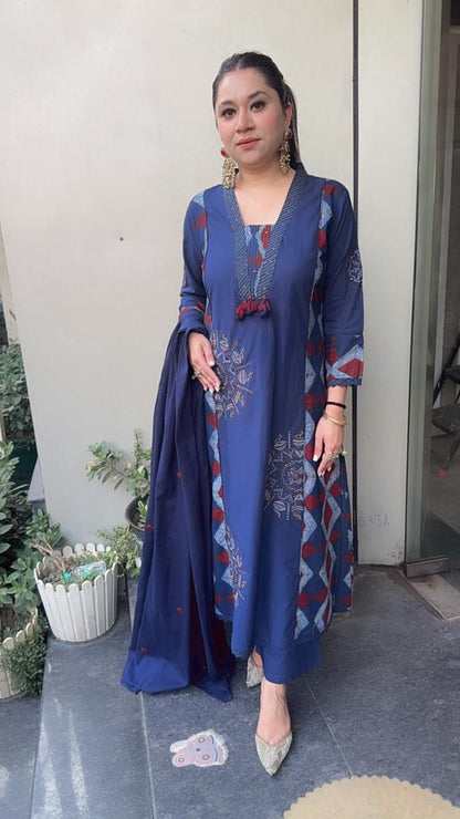Blueberry Indigo Digital print Designer Suit