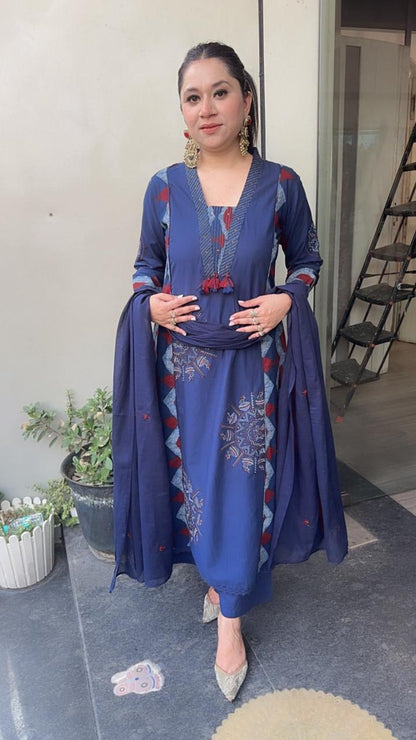 Blueberry Indigo Digital print Designer Suit