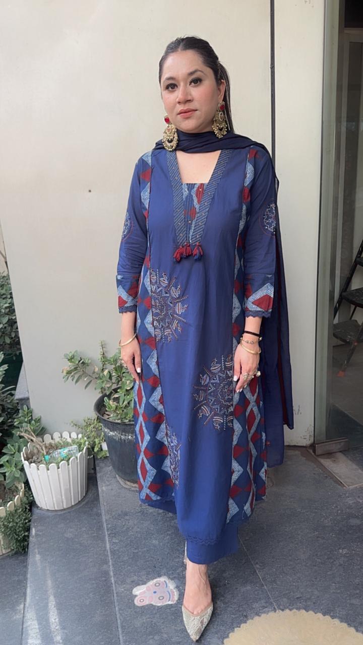 Blueberry Indigo Digital print Designer Suit