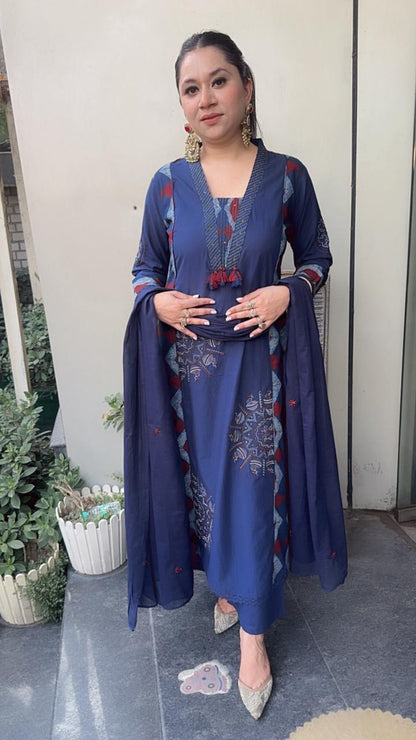 Blueberry Indigo Digital print Designer Suit