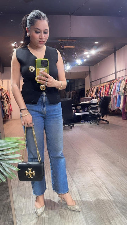 Winkle Black Designer Top
