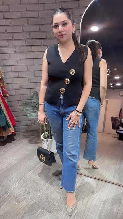 Winkle Black Designer Top
