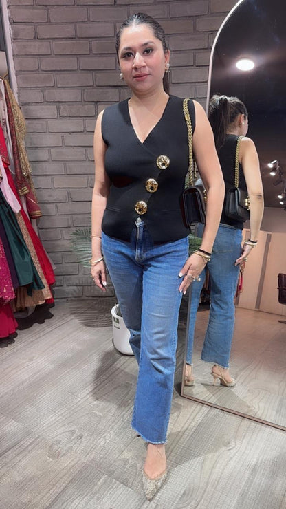 Winkle Black Designer Top