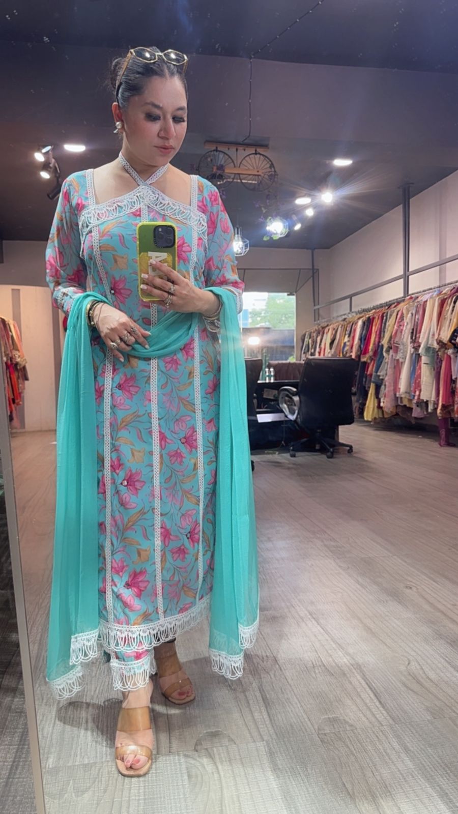 Daisy printed Georgette Criss Cross Designer Suit