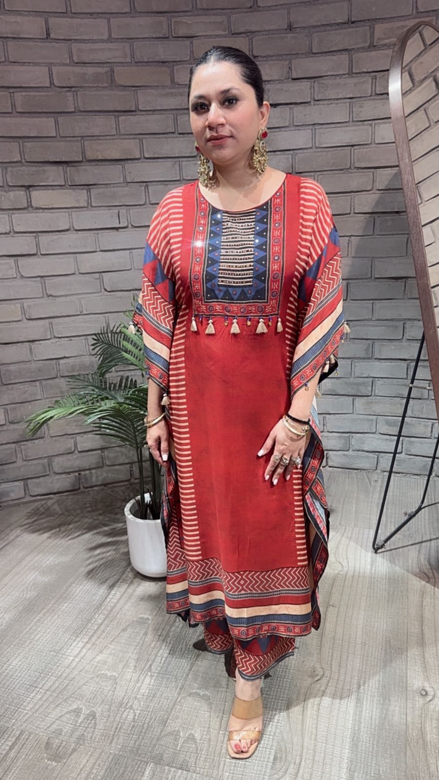 Rosso Digital Cotton Designer kaftan Style