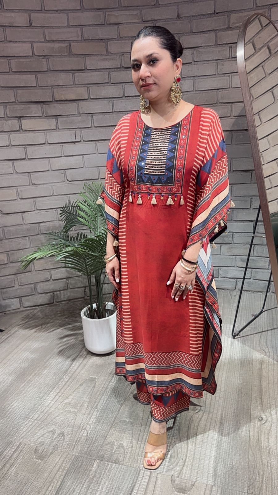 Rosso Digital Cotton Designer kaftan Style