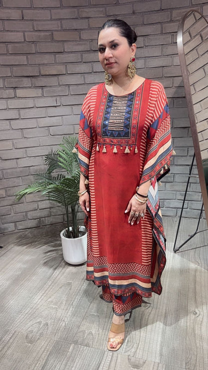 Rosso Digital Cotton Designer kaftan Style