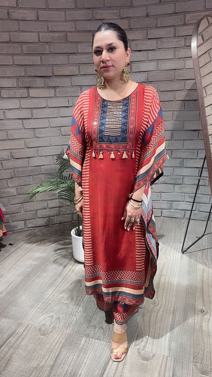 Rosso Digital Cotton Designer kaftan Style