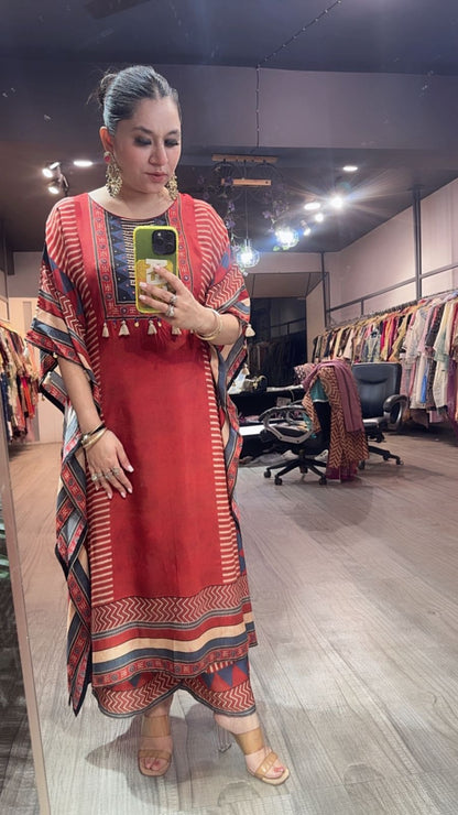 Rosso Digital Cotton Designer kaftan Style