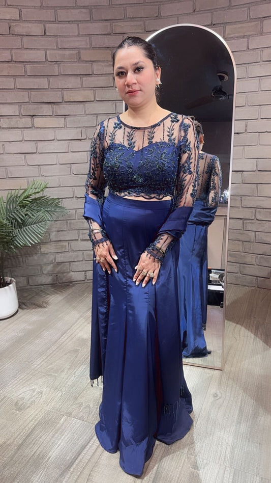 Alpha Navy Blue Designer Saree