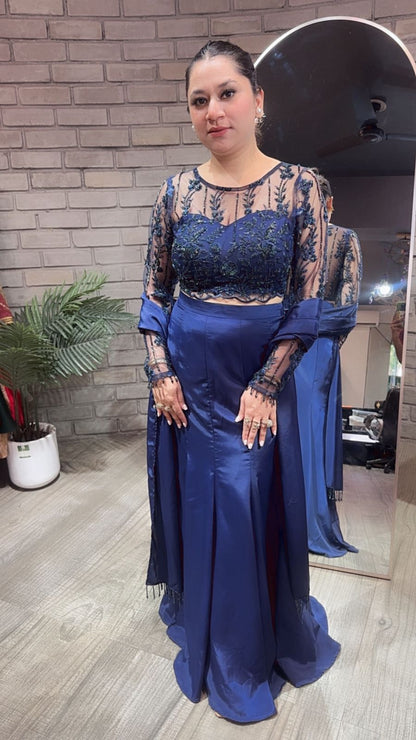 Alpha Navy Blue Designer Saree