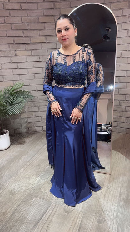 Alpha Navy Blue Designer Saree