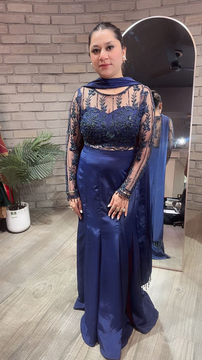 Alpha Navy Blue Designer Saree