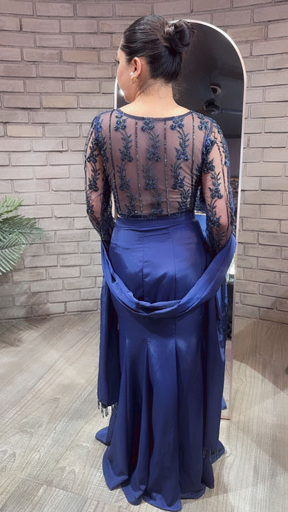 Alpha Navy Blue Designer Saree