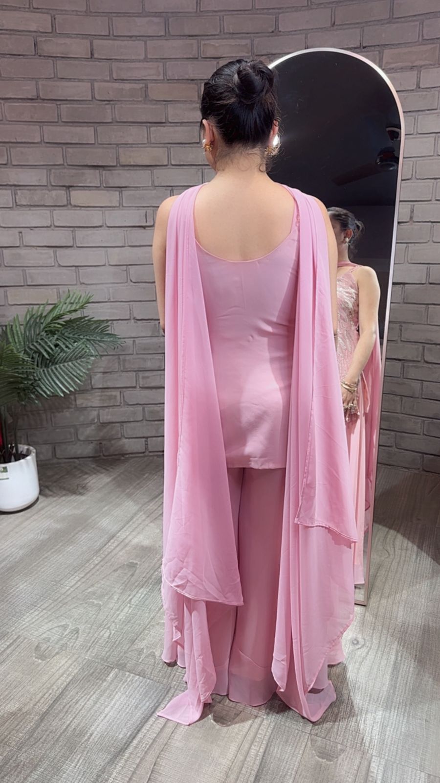 Vintage Baby Pink Designer Suit(Sleeve Fabric Attached)
