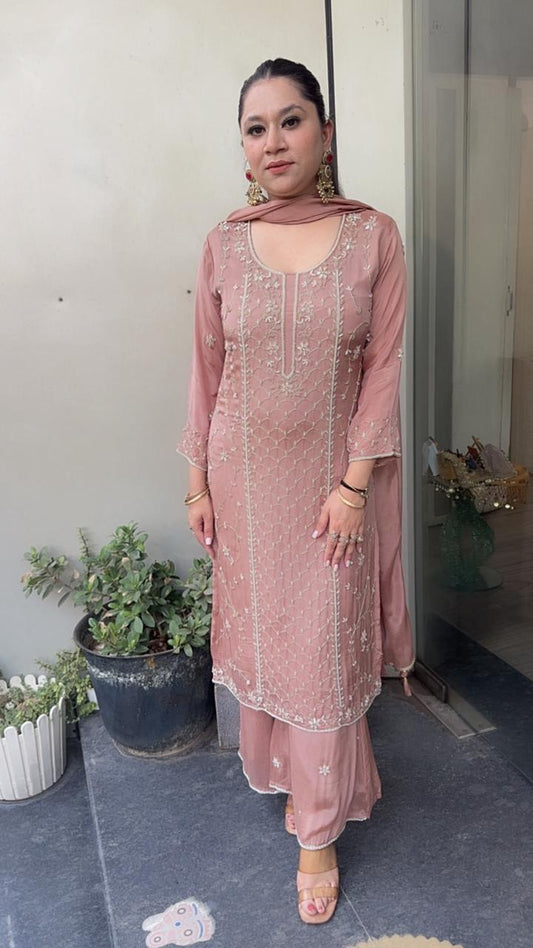 Eros onion pink pearl work and Katdana Designer Suit