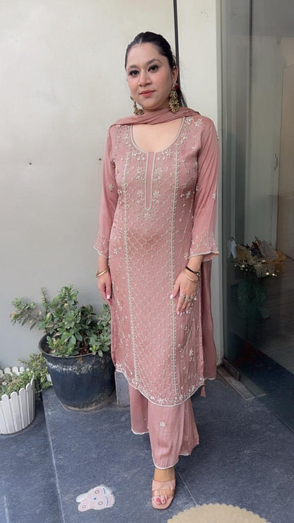 Eros onion pink pearl work and Katdana Designer Suit