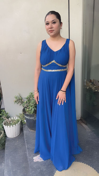 Roselle Teal Blue Designer Jumpsuit