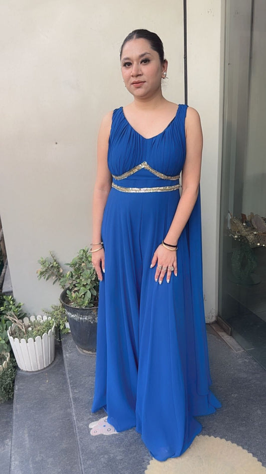 Roselle Teal Blue Designer Jumpsuit
