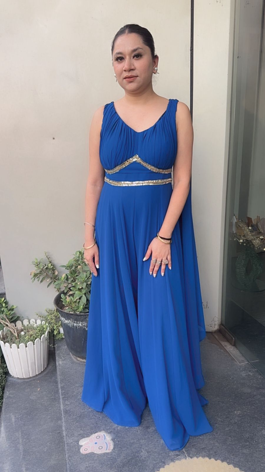 Roselle Teal Blue Designer Jumpsuit