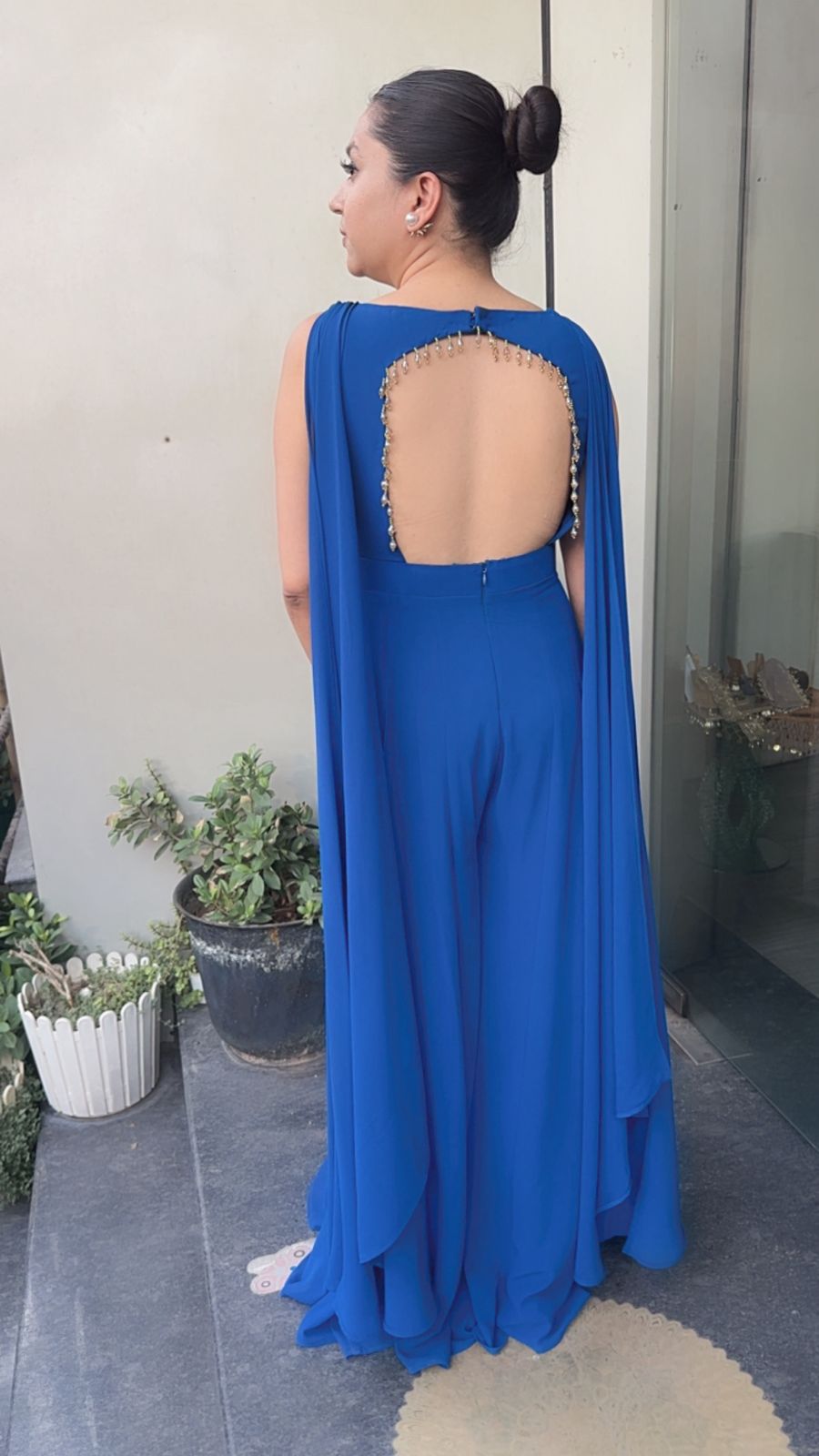 Roselle Teal Blue Designer Jumpsuit