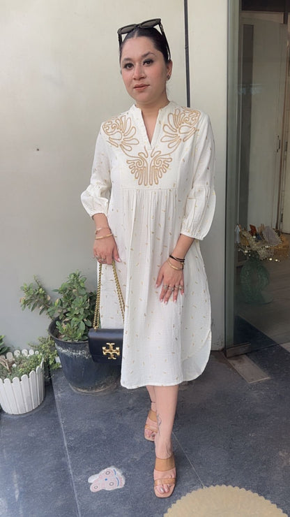 Kinley offwhite Cotton Designer Dress