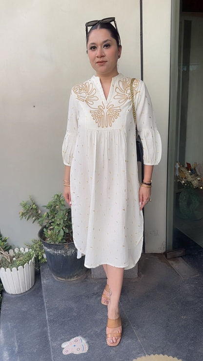 Kinley offwhite Cotton Designer Dress