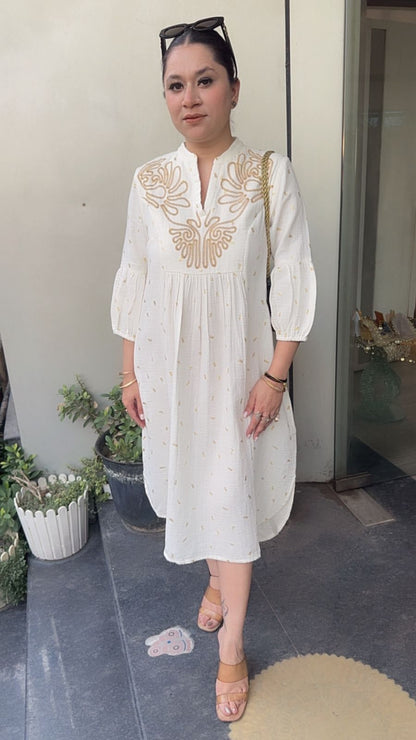 Kinley offwhite Cotton Designer Dress