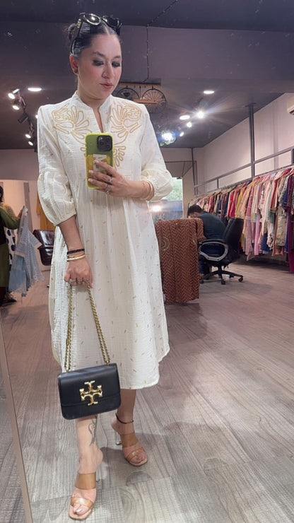 Kinley offwhite Cotton Designer Dress