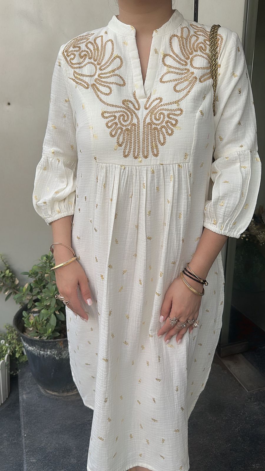 Kinley offwhite Cotton Designer Dress