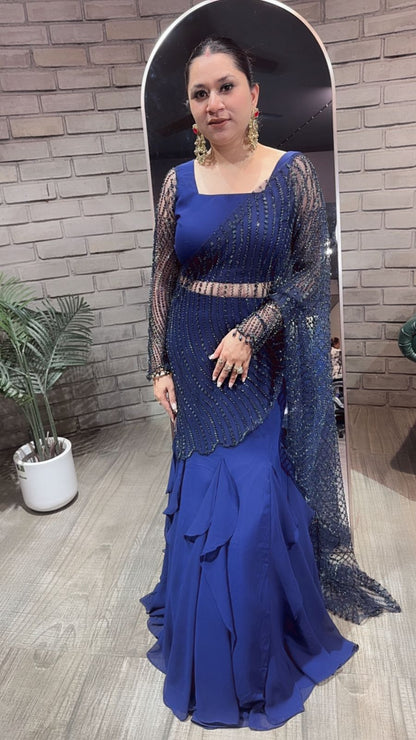 Karwa chauth Navy Blue Designer Saree