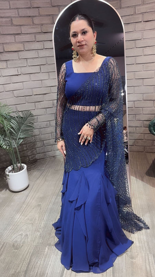 Karwa chauth Navy Blue Designer Saree