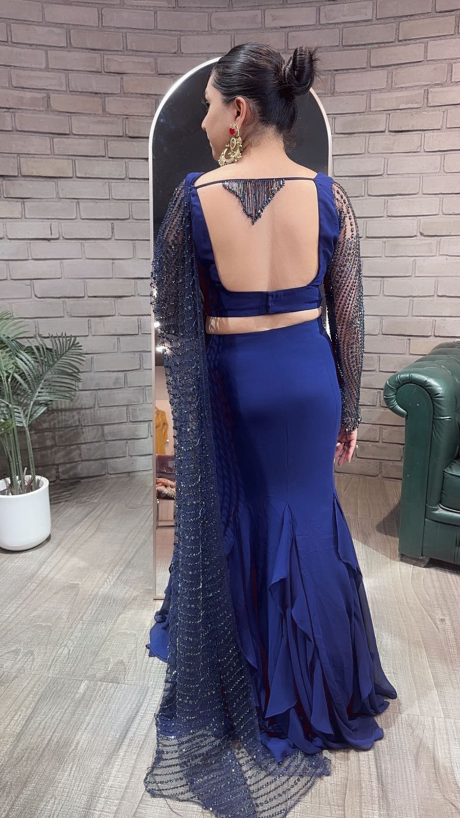 Karwa chauth Navy Blue Designer Saree