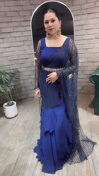 Karwa chauth Navy Blue Designer Saree