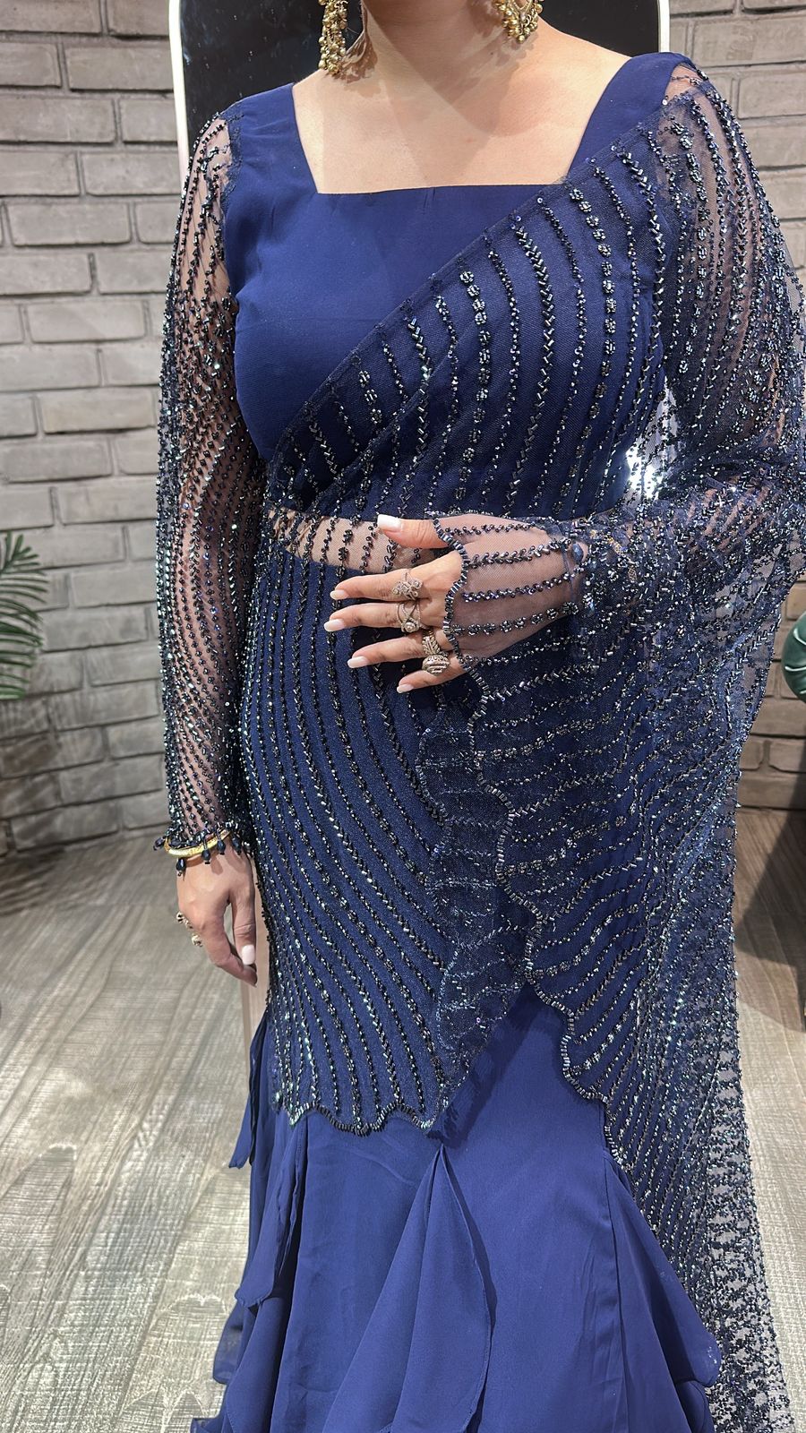 Karwa chauth Navy Blue Designer Saree