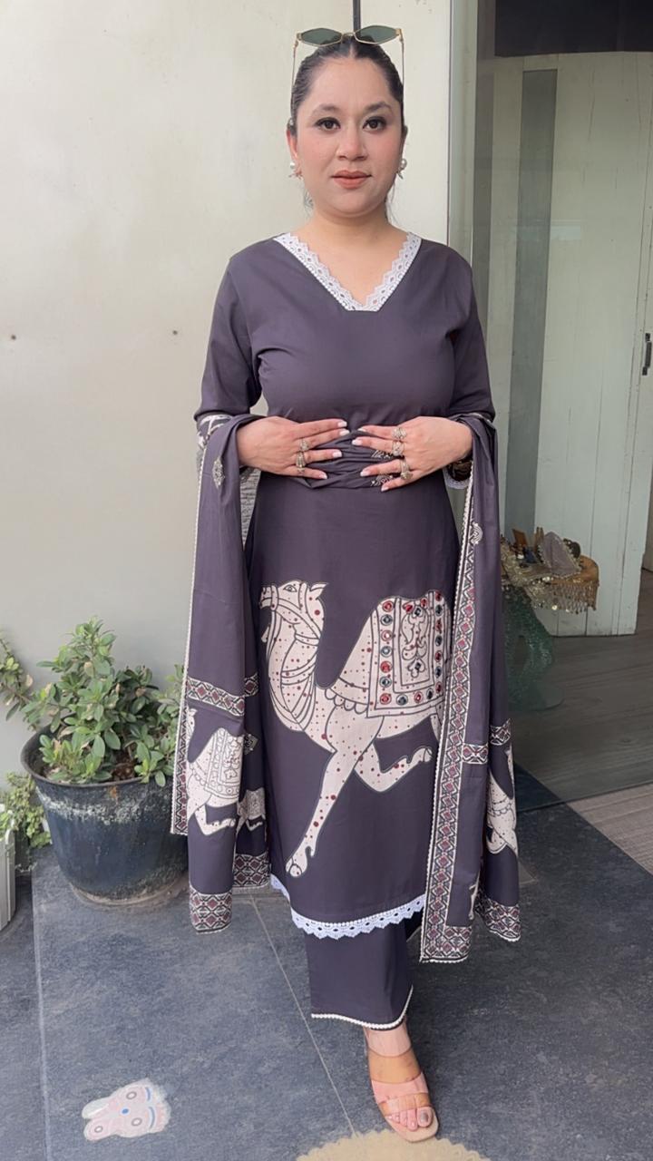 Camel Mouse Cotton Designer Suit