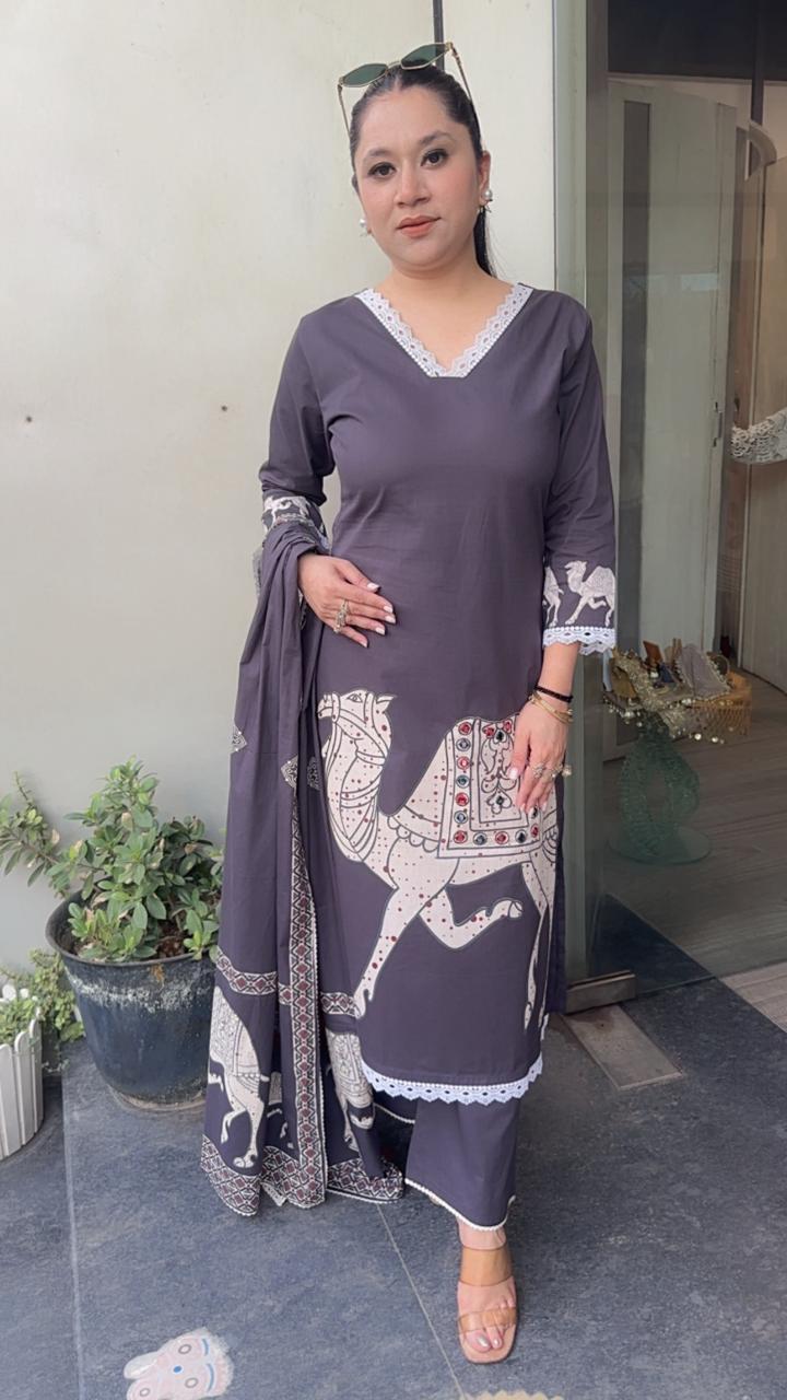 Camel Mouse Cotton Designer Suit