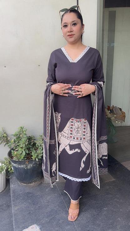 Camel Mouse Cotton Designer Suit