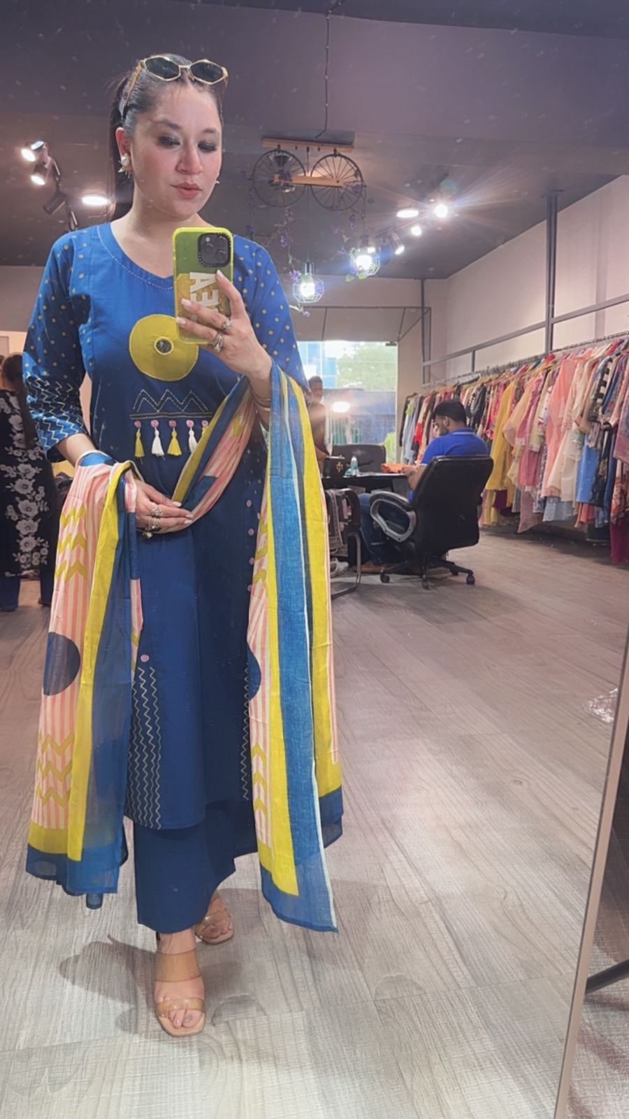 Giva Evil Eye Blue Cotton Designer Suit