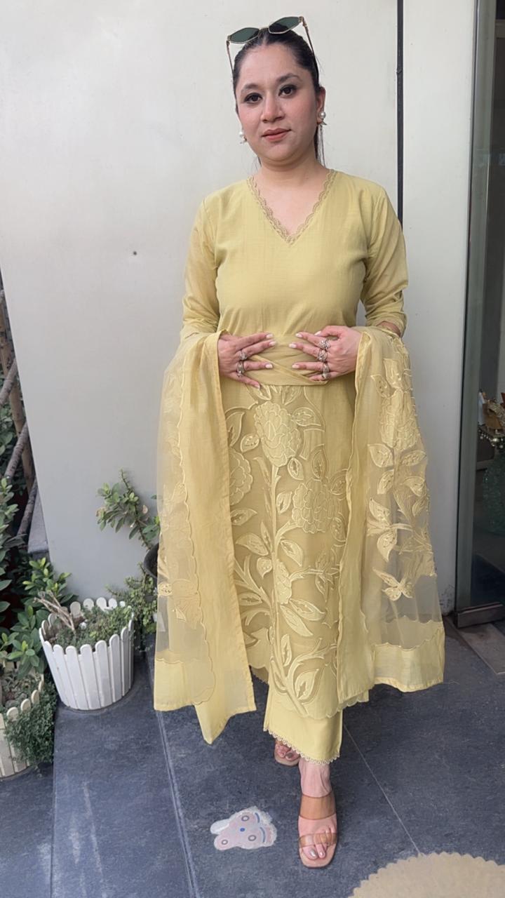 Inayat Lime Applique Designer Suit