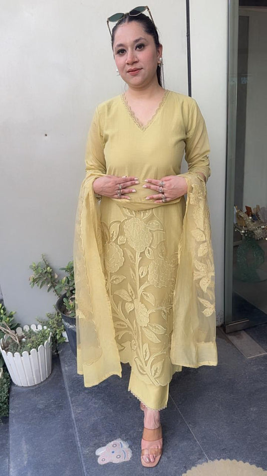 Inayat Lime Applique Designer Suit