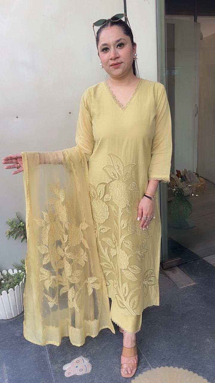 Inayat Lime Applique Designer Suit