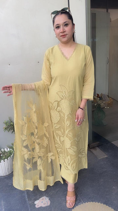 Inayat Lime Applique Designer Suit