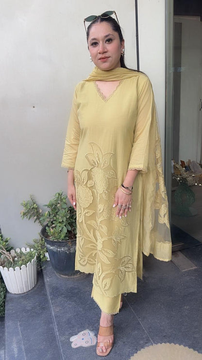 Inayat Lime Applique Designer Suit