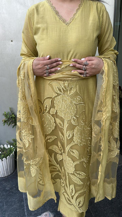 Inayat Lime Applique Designer Suit