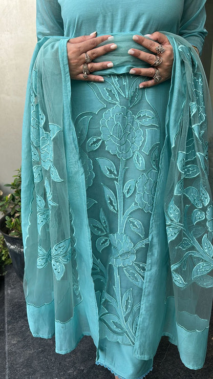 Inayat Aqua Applique Designer Suit