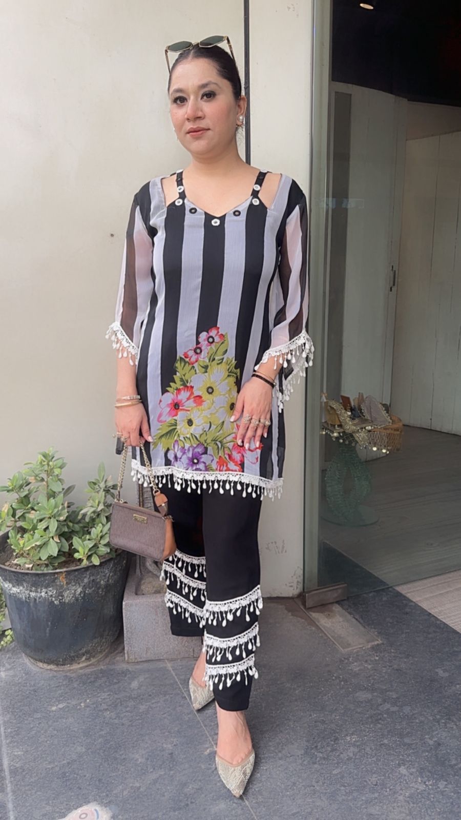 Honey Black white Digital lace Designer Cordset