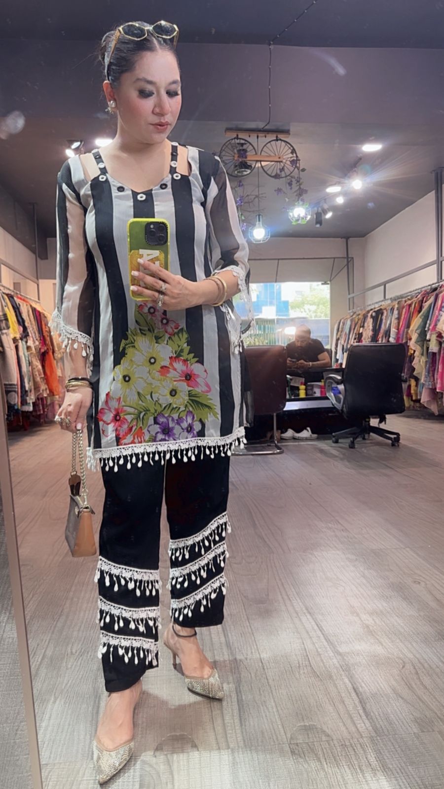 Honey Black white Digital lace Designer Cordset