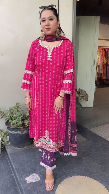 Aroma Pink purple Cotton Designer Suit